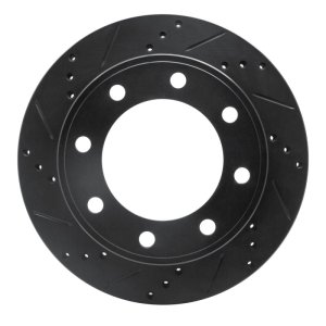 Ford F-250 Super Duty Brake Rotor (1) - Rear Left - R1 Concepts - Drilled & Slotted - Black - `99-`05